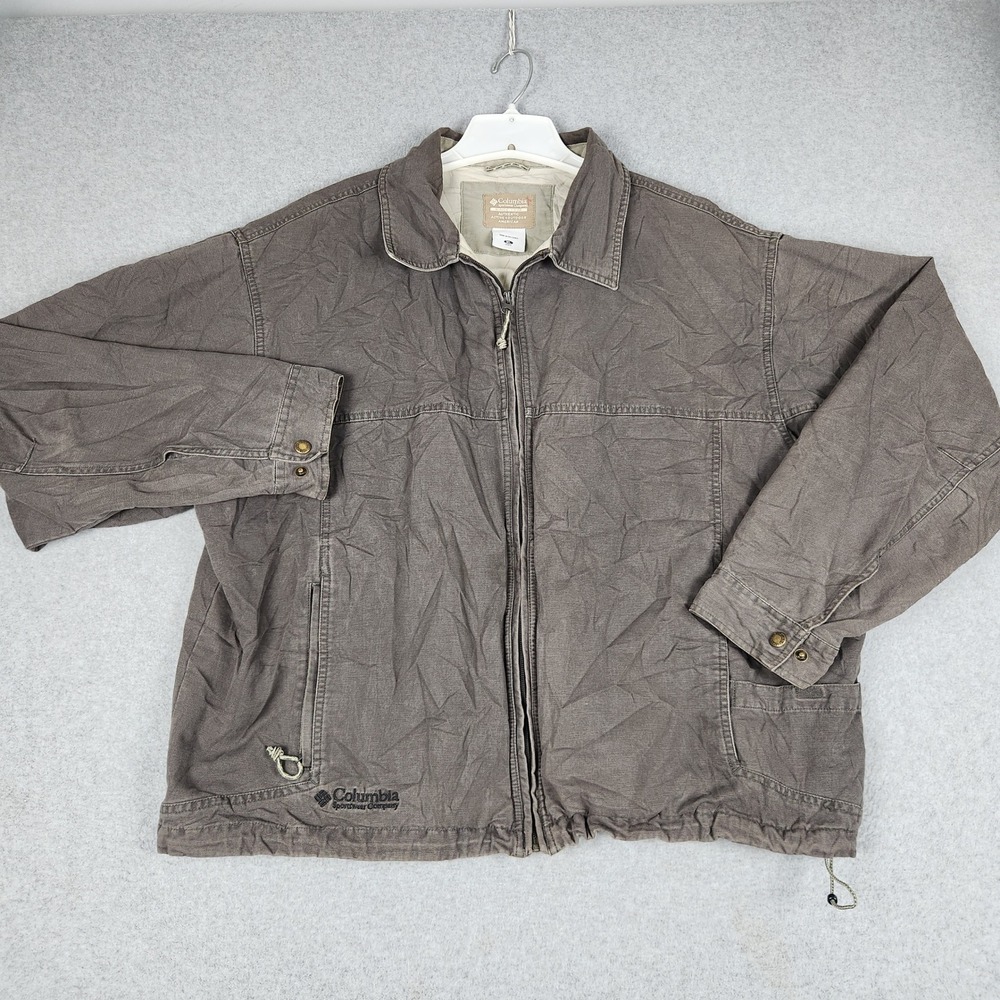 Columbia Jacket Mens XL Brown Cotton Canvas Workwear Rugged Utility Full Zip